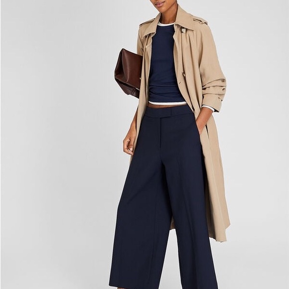 NWT Club Monaco Navy Blue Wide Leg Borrem Cropped Trousers - Picture 2 of 5